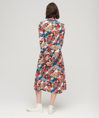 Robe chemise midi imprimée