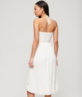 Robe de plage mi-longue smockée