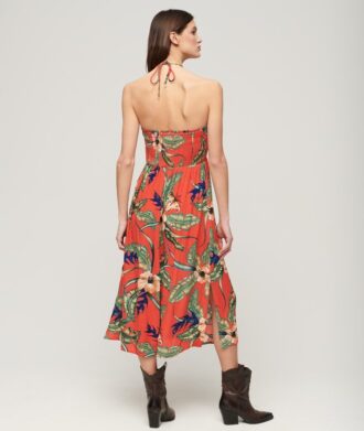 Robe de plage mi-longue smockée