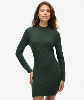 Robe en maille à manches longues en laine mérinos
