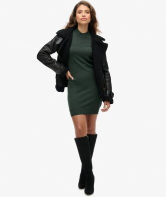 Robe en maille à manches longues en laine mérinos