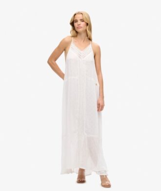 Robe longue à bordures en dentelle
