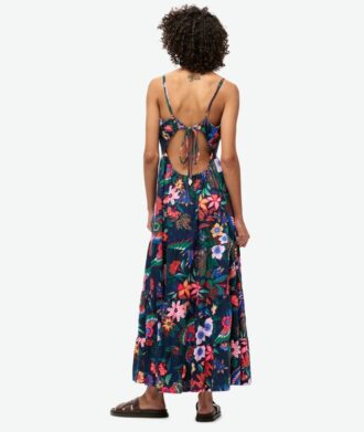 Robe longue à bretelles smockée