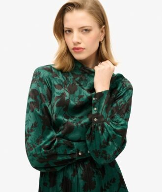 Robe longue à col bénitier en jacquard
