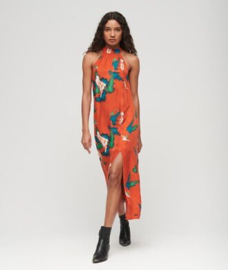 Robe longue à col haut