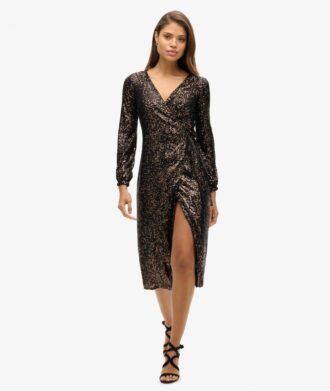 Robe longue portefeuille à paillettes