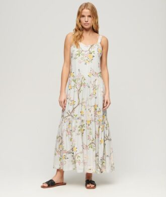 Robe longue à volants tissée