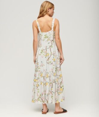 Robe longue à volants tissée