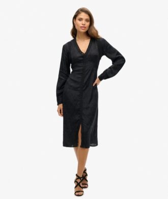 Robe midi à bordures en dentelle