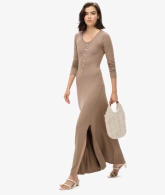 Robe midi à demi-boutons