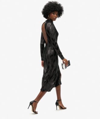 Robe midi à dos nu à motif chevrons