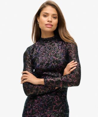 Robe midi dos nu à paillettes