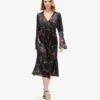 Robe midi en jacquard à manches évasées Robe midi en jacquard à manches évasées
