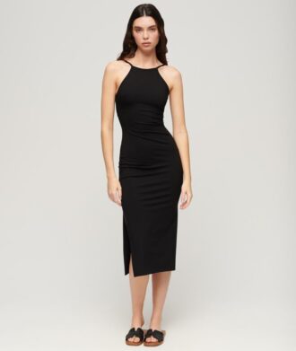 Robe midi en jersey avec dos en dentelle