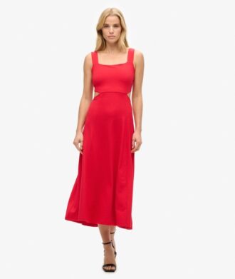 Robe midi en jersey à découpes