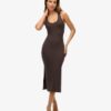 Robe midi en jersey à encolure dégagée Robe midi en jersey à encolure dégagée