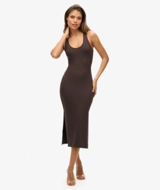 Robe midi en jersey à encolure dégagée