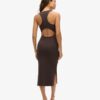 Robe midi en jersey à encolure dégagée Robe midi en jersey à encolure dégagée