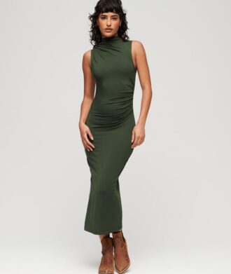 Robe midi en jersey froncé