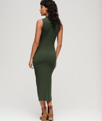 Robe midi en jersey froncé