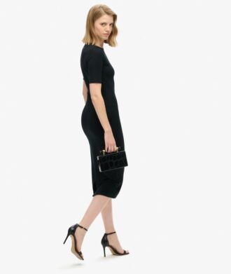 Robe midi en jersey à manches courtes
