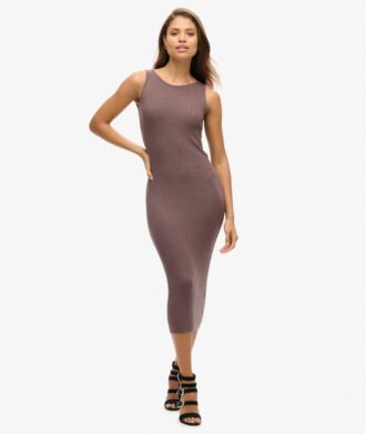 Robe midi en maille dos nu