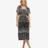 Robe midi imprimée à découpes Robe midi imprimée à découpes