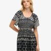 Robe midi imprimée à découpes Robe midi imprimée à découpes