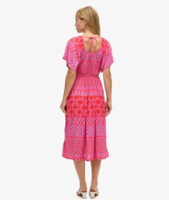 Robe midi imprimée à découpes