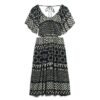 Robe midi imprimée à découpes Robe midi imprimée à découpes