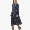 Robe midi à manches longues et volants
