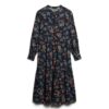 Robe midi à manches longues et volants