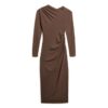 Robe midi à manches longues froncées Robe midi à manches longues froncées