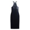 Robe midi à paillettes et col licou