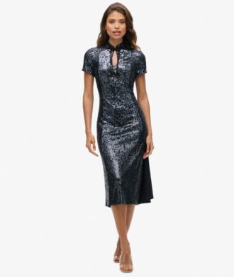 Robe midi à paillettes mandarine