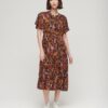 Robe midi à volants et manches courtes imprimée Robe midi à volants et manches courtes imprimée