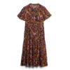 Robe midi à volants et manches courtes imprimée Robe midi à volants et manches courtes imprimée