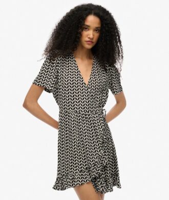 Robe portefeuille imprimée à manches courtes
