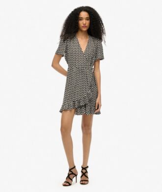 Robe portefeuille imprimée à manches courtes