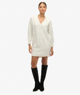 Robe-pull en maille à col en V