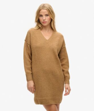 Robe-pull en maille à col en V