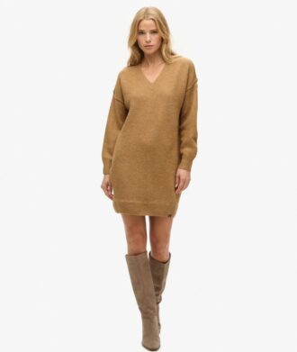 Robe-pull en maille à col en V