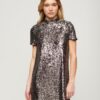 Robe t-shirt à col haut et paillettes Robe t-shirt à col haut et paillettes