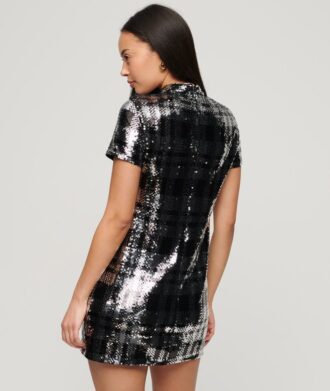 Robe t-shirt à col haut et paillettes