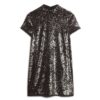 Robe t-shirt à col haut et paillettes Robe t-shirt à col haut et paillettes