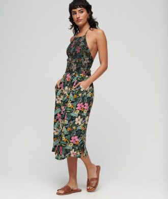 Robe Vintage à col licou smockée