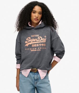 Sweat à capuche ample métallisé Vintage avec logo