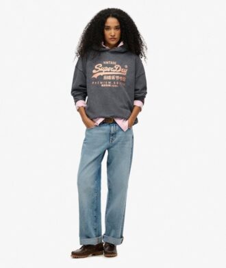 Sweat à capuche ample métallisé Vintage avec logo