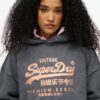 Sweat à capuche ample métallisé Vintage avec logo