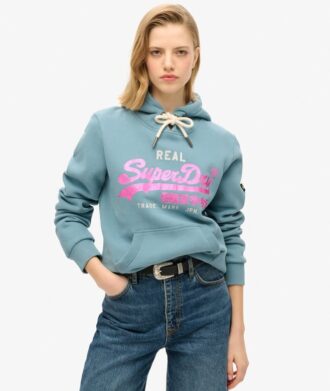 Sweat à capuche avec logo Vintage décoré